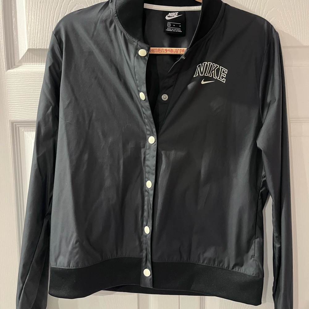 Nike Black Bomber Jacket with White Logo